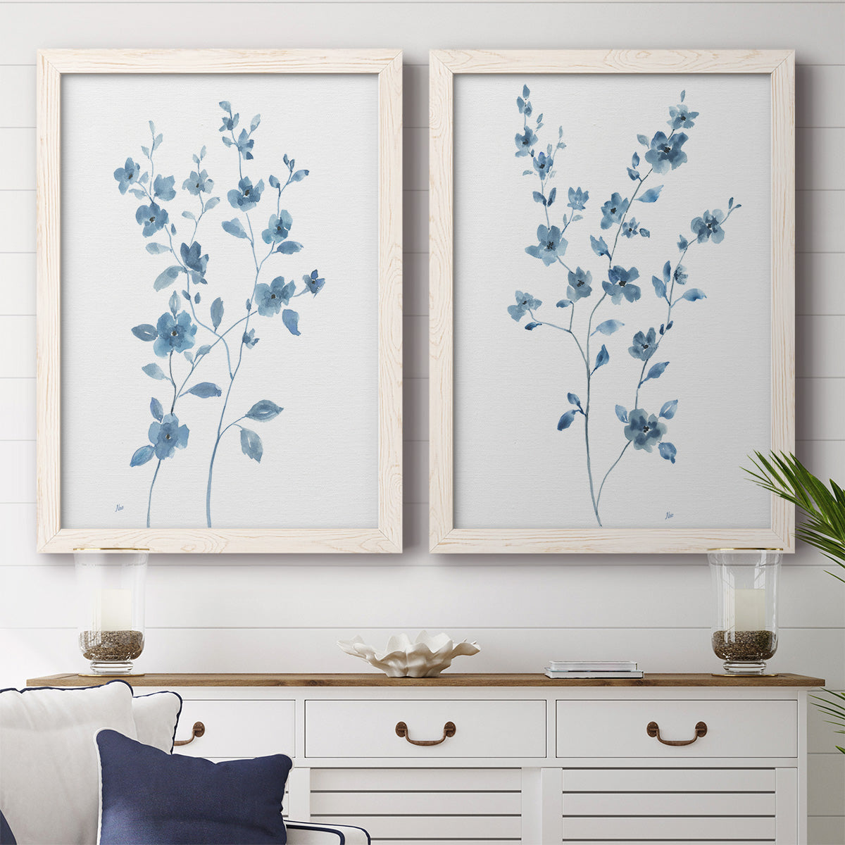 Blue Blossom I - Premium Framed Canvas 2 Piece Set - Ready to Hang