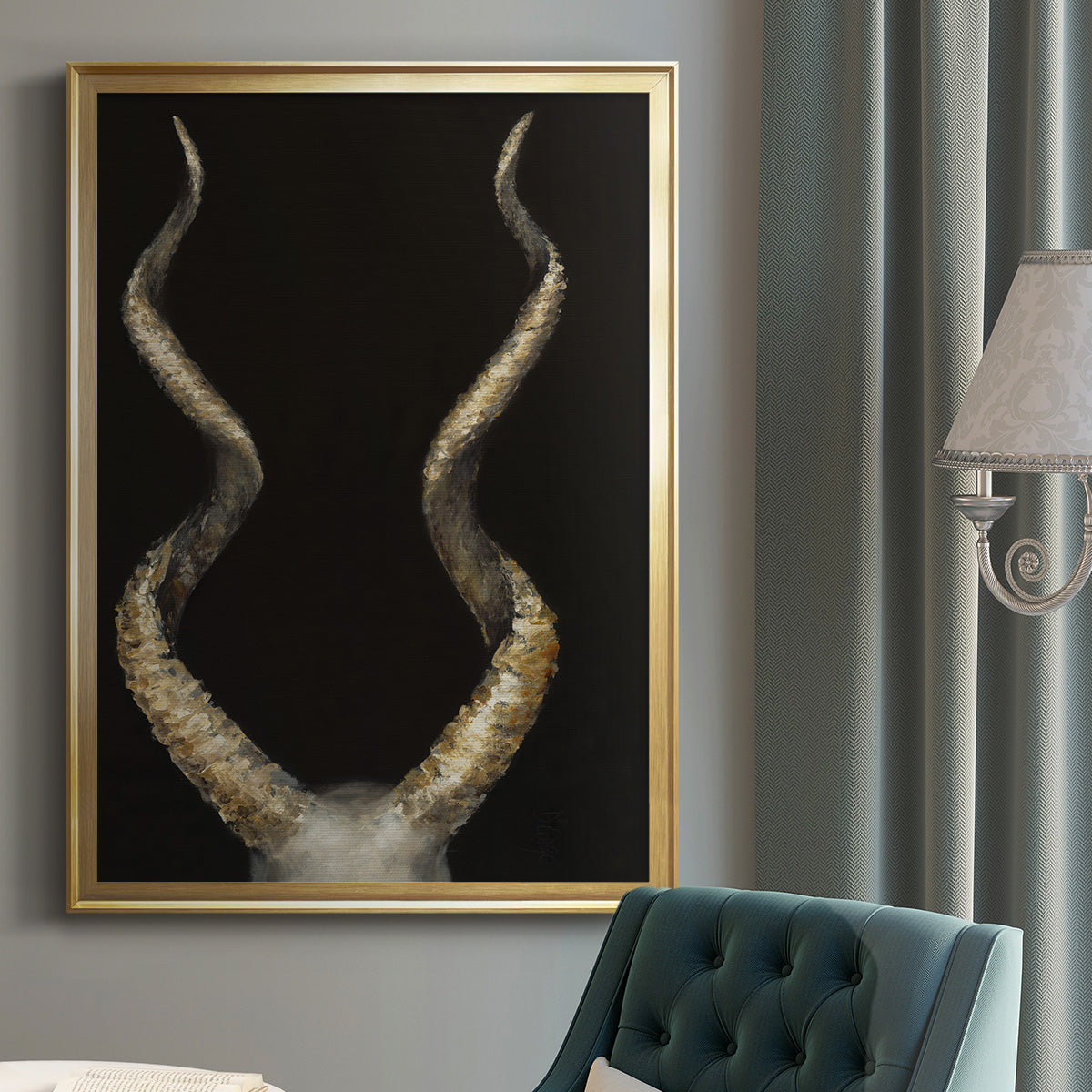 Spiral Antelope Horns -  Framed Canvas Print