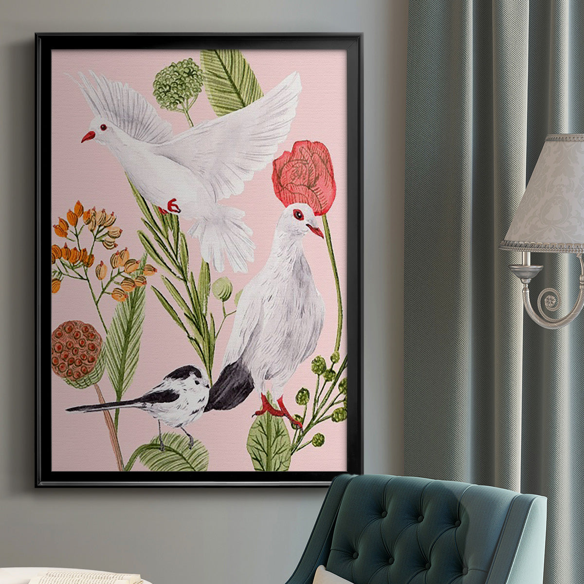 Birds in Motion I - Modern Framed Canvas Print