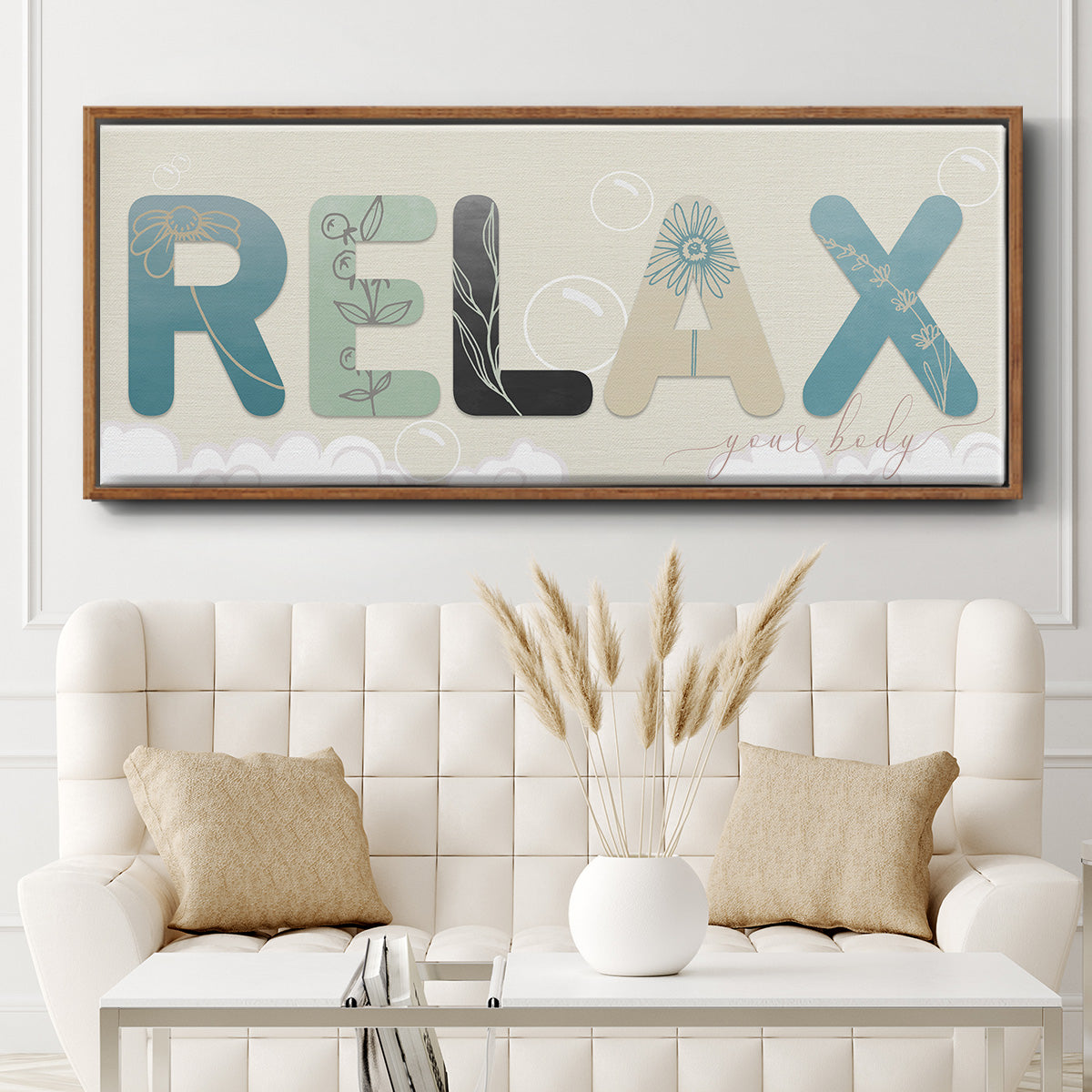 Relax Your Body - Floater Framed Canvas Print