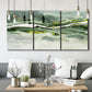 Three-panel canvas wall art featuring abstract passage of time composition, displayed in a modern living room above seating.