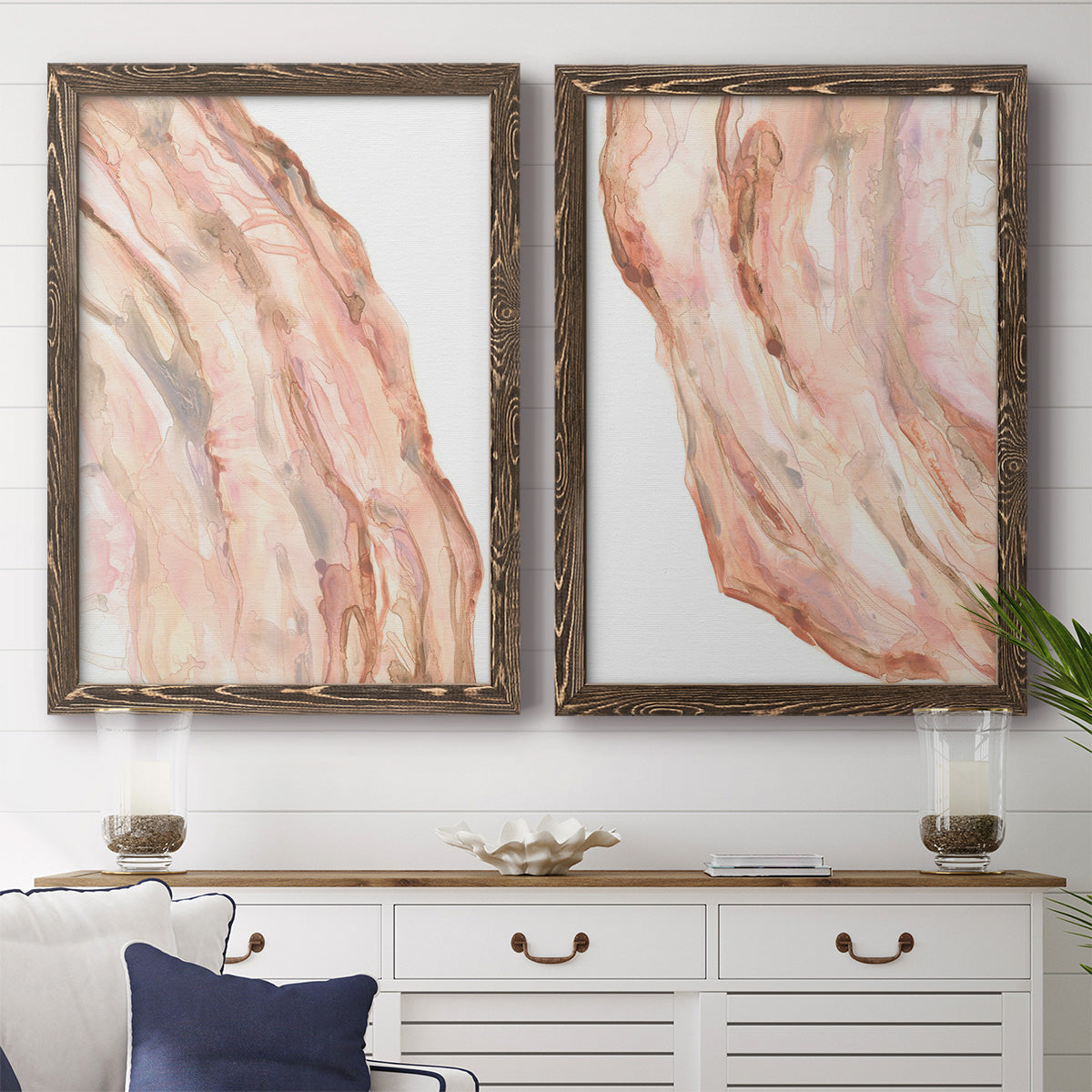 Rose Quartz I - Premium Framed Canvas 2 Piece Set - Ready to Hang