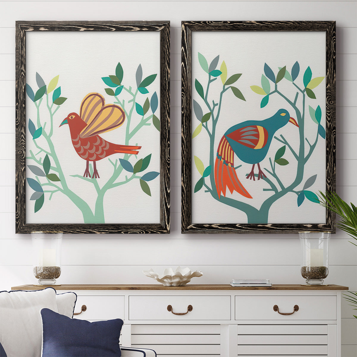 Whitty Bird I - Premium Framed Canvas 2 Piece Set - Ready to Hang