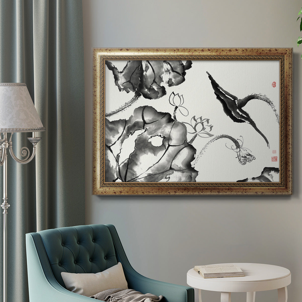 Lotus Study II Premium Framed Canvas- Ready to Hang