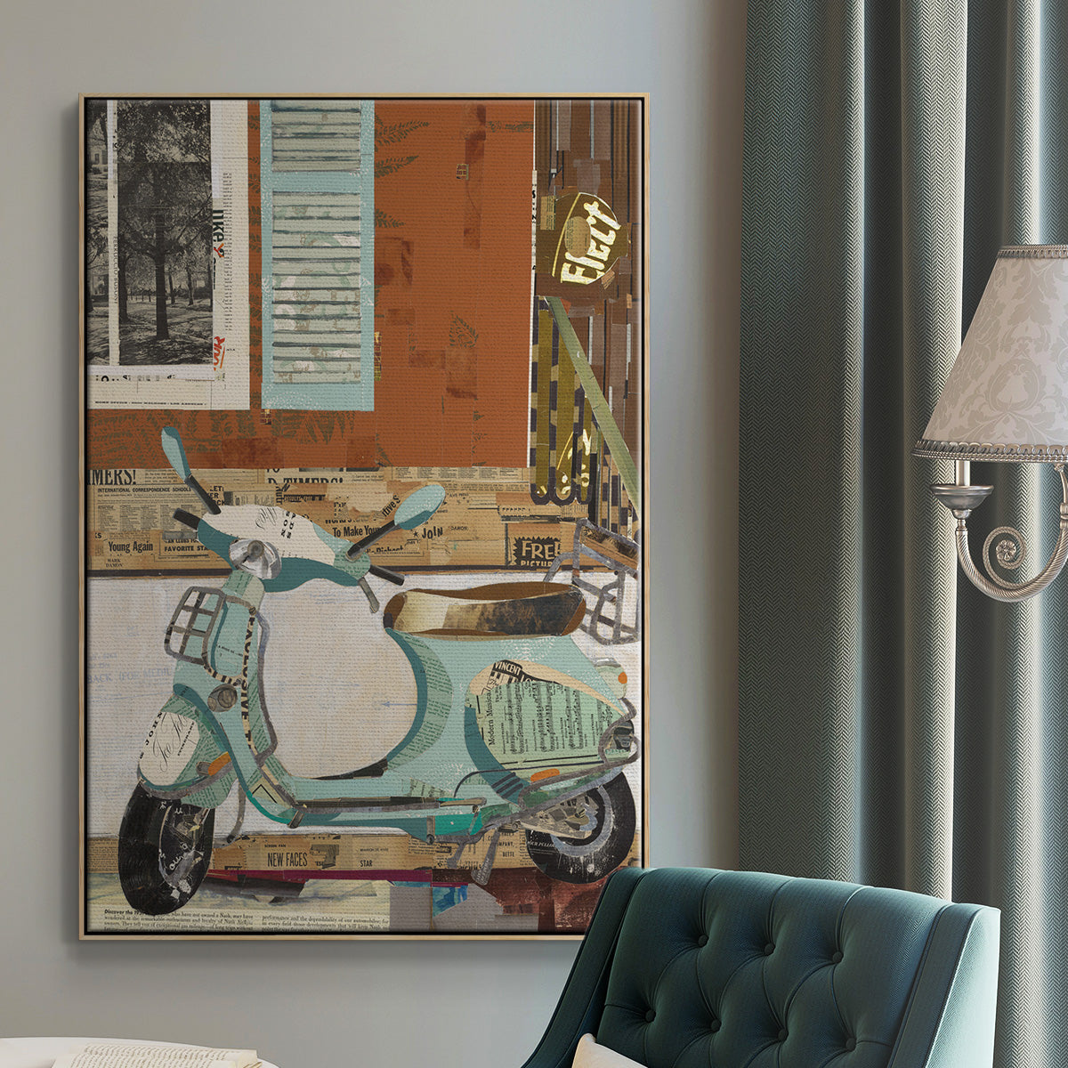 That Vespa -  Framed Canvas Print