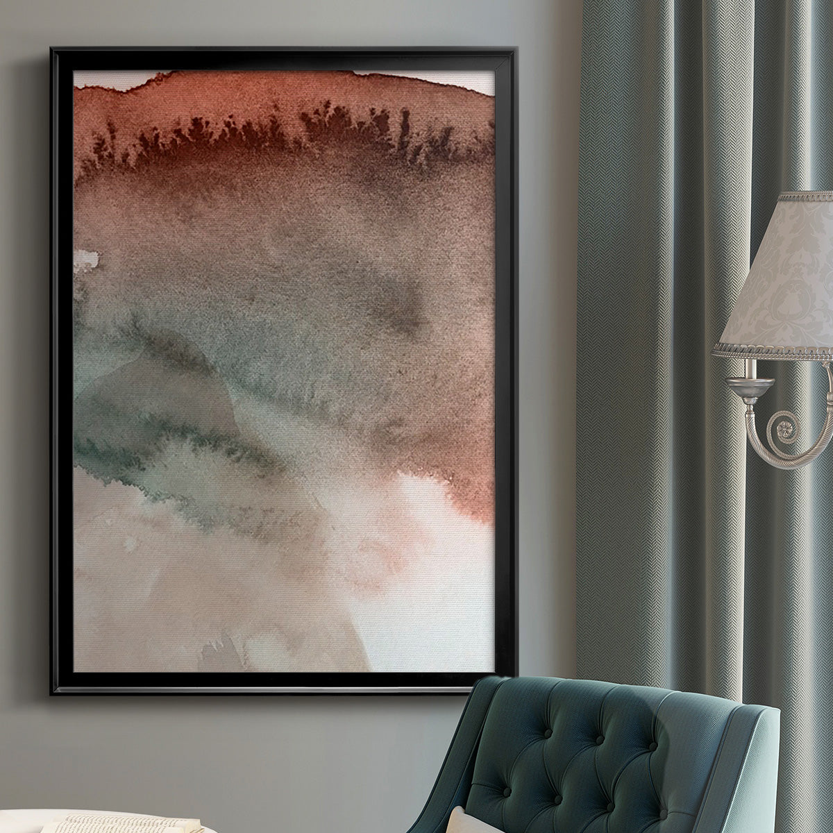 Red Ochre Abstract IV - Modern Framed Canvas Print