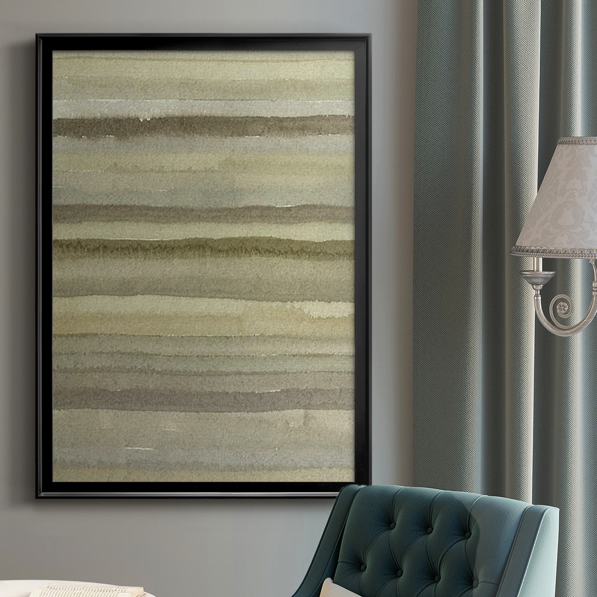Lines in Neutral II - Modern Framed Canvas Print