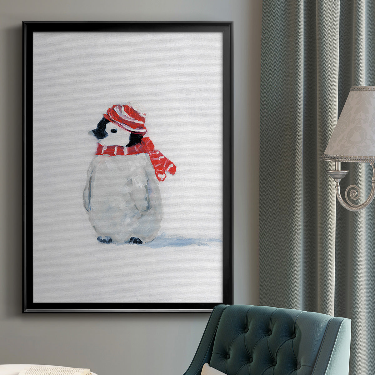 Penguin Play II - Modern Framed Canvas Print