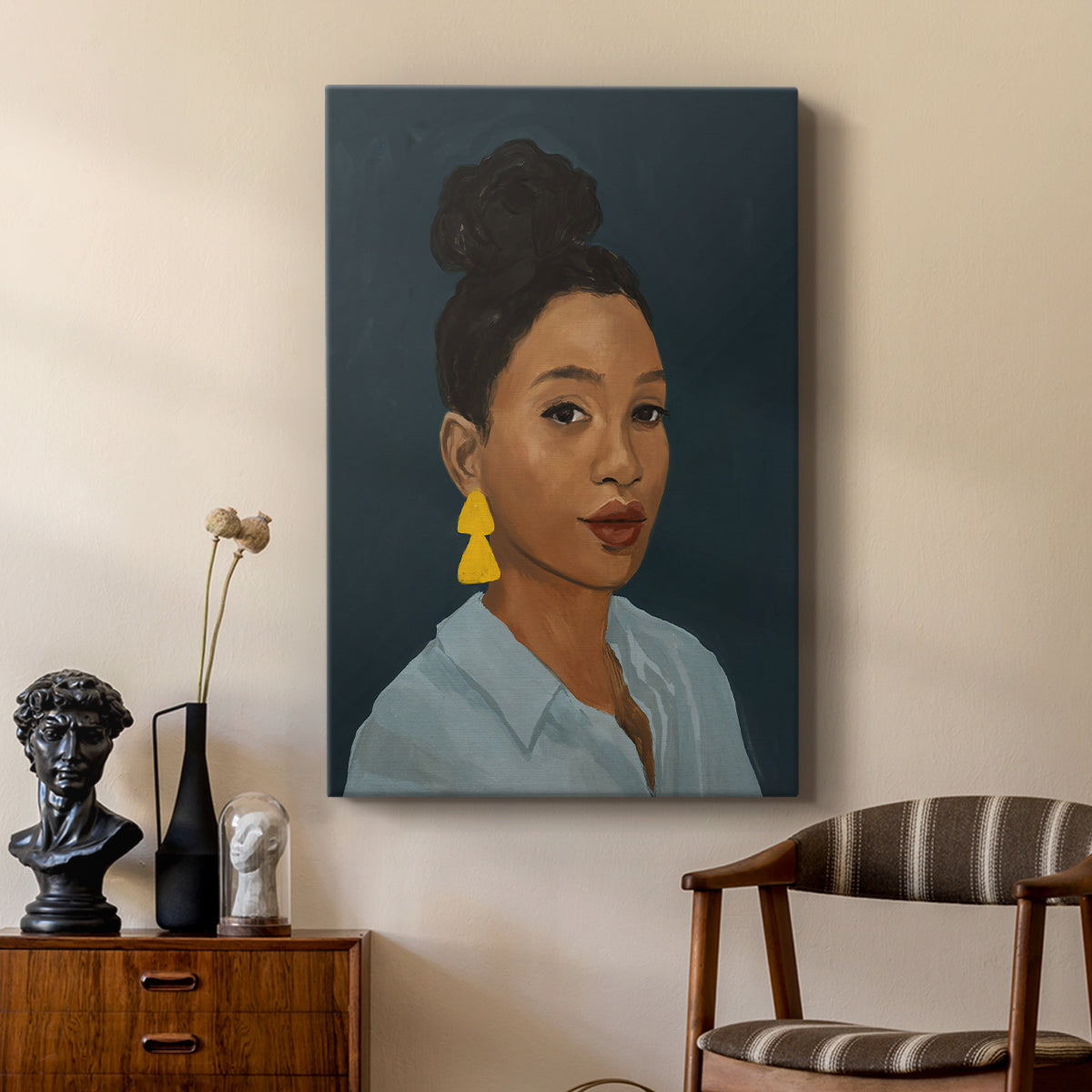 Figure in Yellow Earring - Canvas Art Print