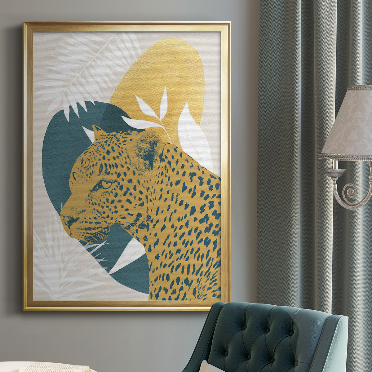 Jungle Cat II - Modern Framed Canvas Print