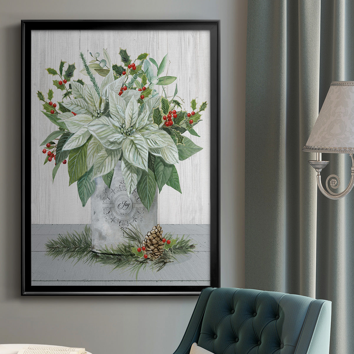Farmhouse Christmas Joy - Modern Framed Canvas Print