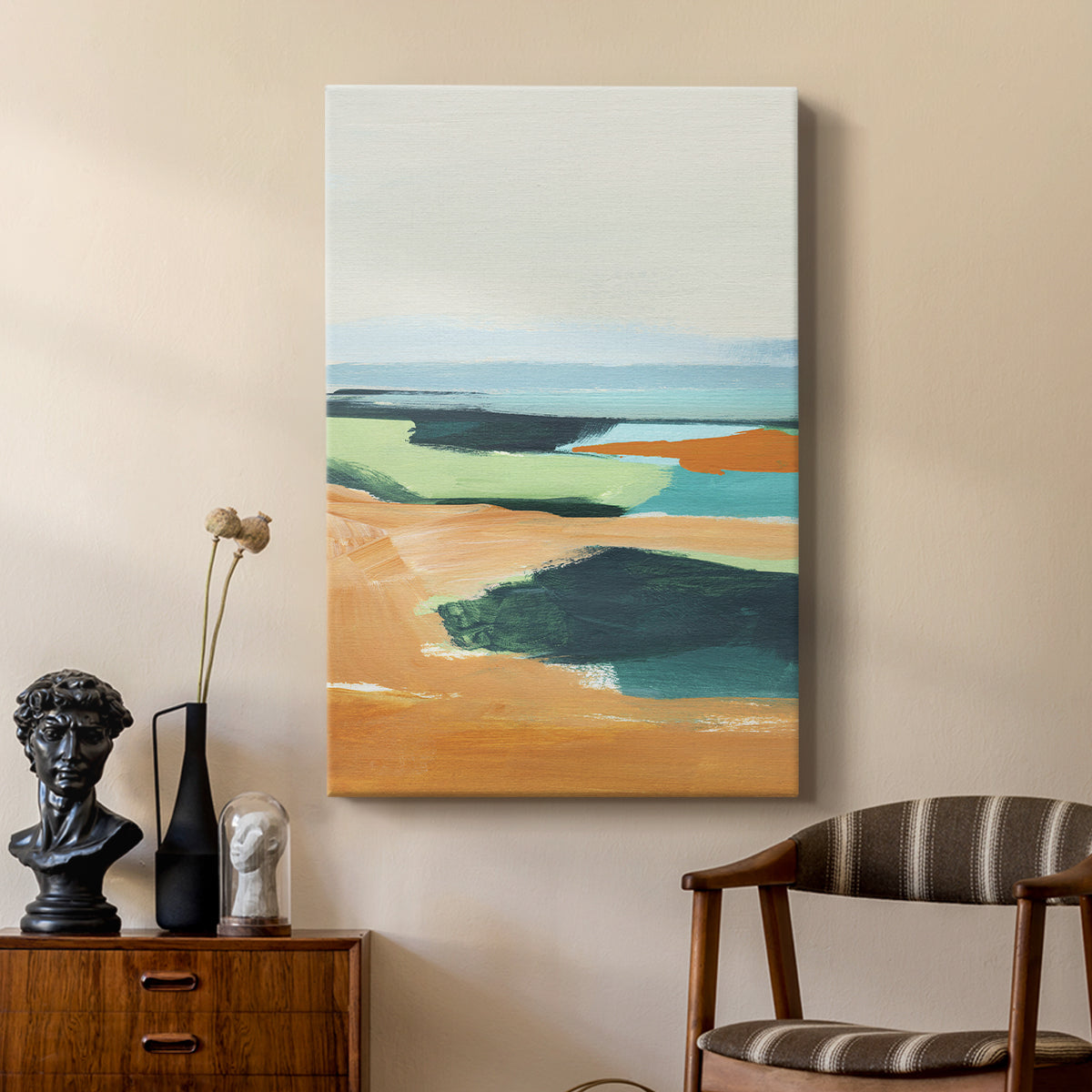 Aqua and Orange II - Canvas Art Print