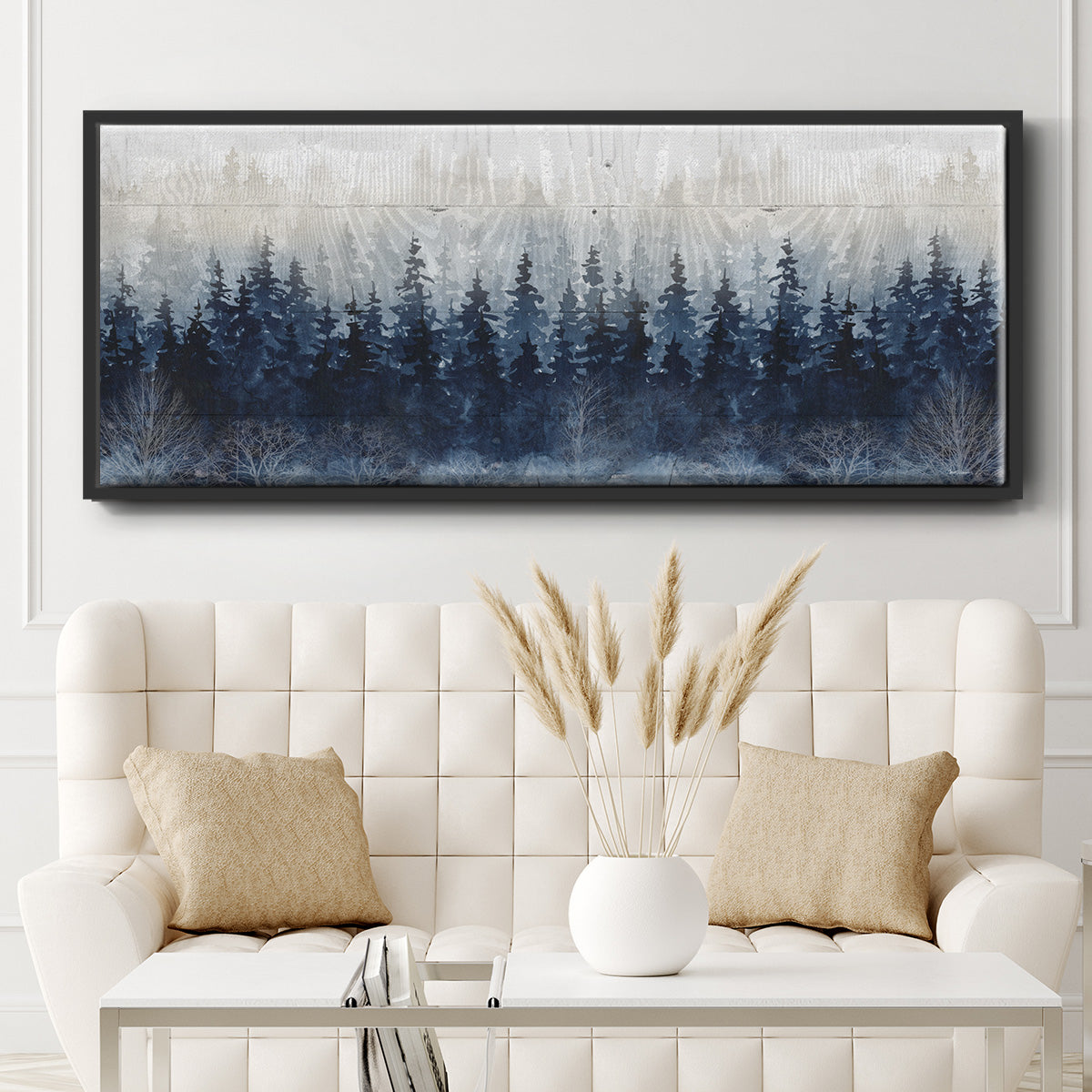 Misty Indigo Forest - Floater Framed Canvas Print