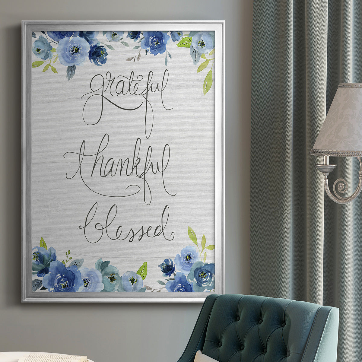 Grateful, Thankful, Blessed - Modern Framed Canvas Print