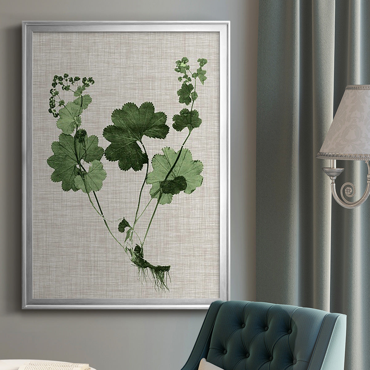 Forest Foliage on Linen I - Modern Framed Canvas Print