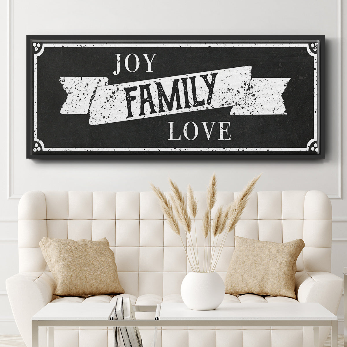 Joy Family Love - Floater Framed Canvas Print