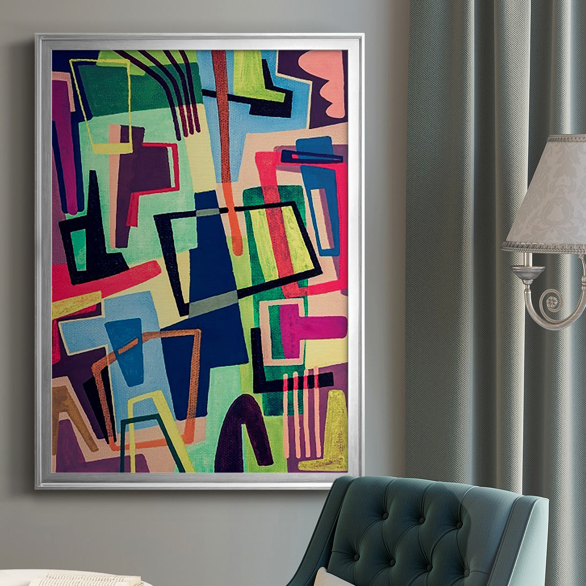 Connected Colors II - Modern Framed Canvas Print