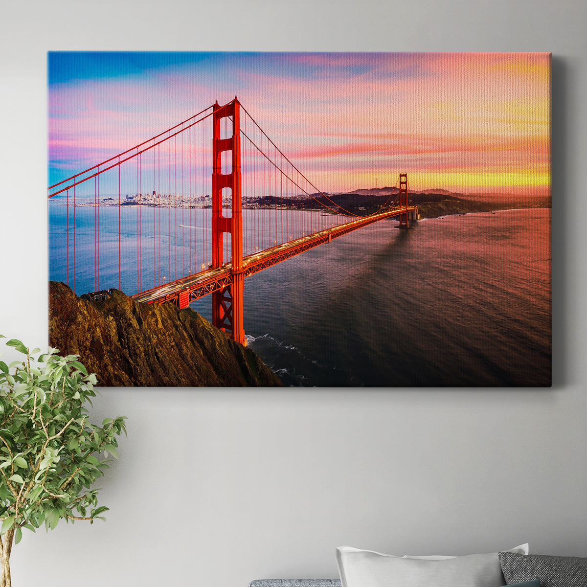 The Golden Gate Bridge at Sunset - Canvas Art Print