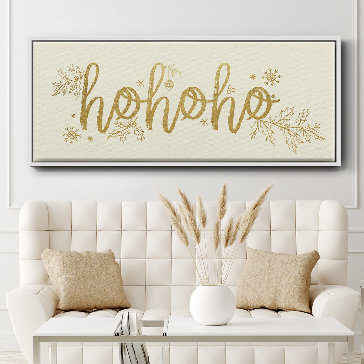Golden HoHoHo - Floater Framed Canvas Print