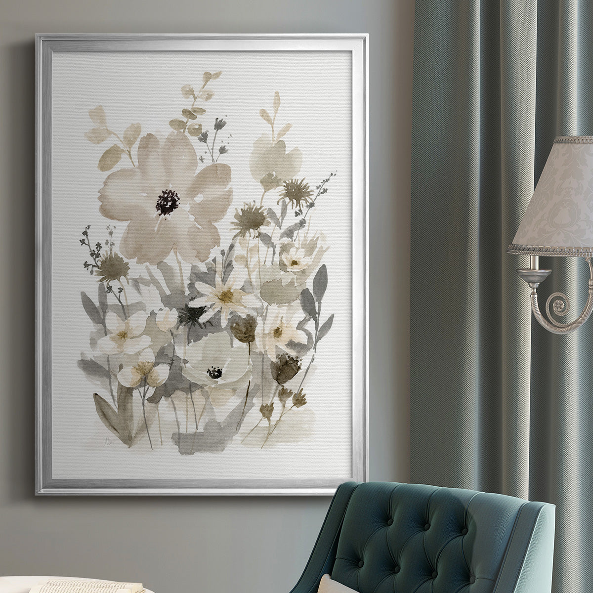 Neutral Nature I - Modern Framed Canvas Print