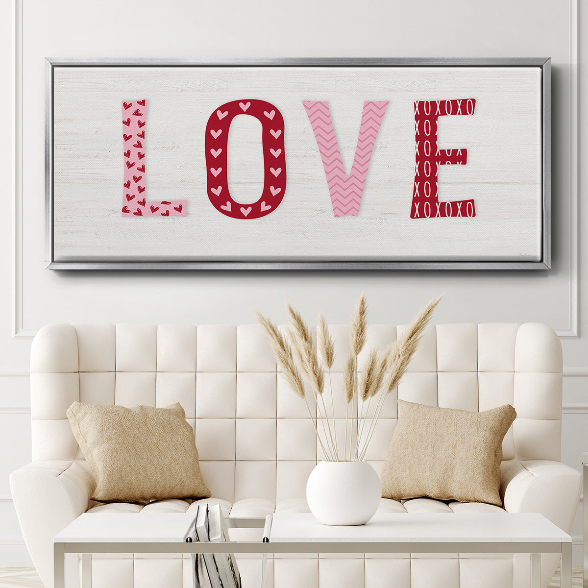 Patterned Love - Floater Framed Canvas Print