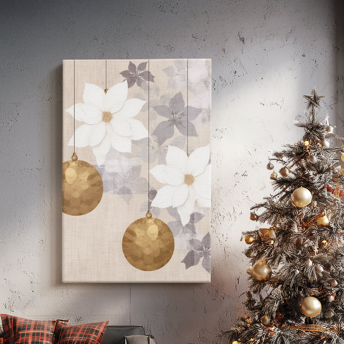 Pearled Evergreen Serenade - Canvas Art Print