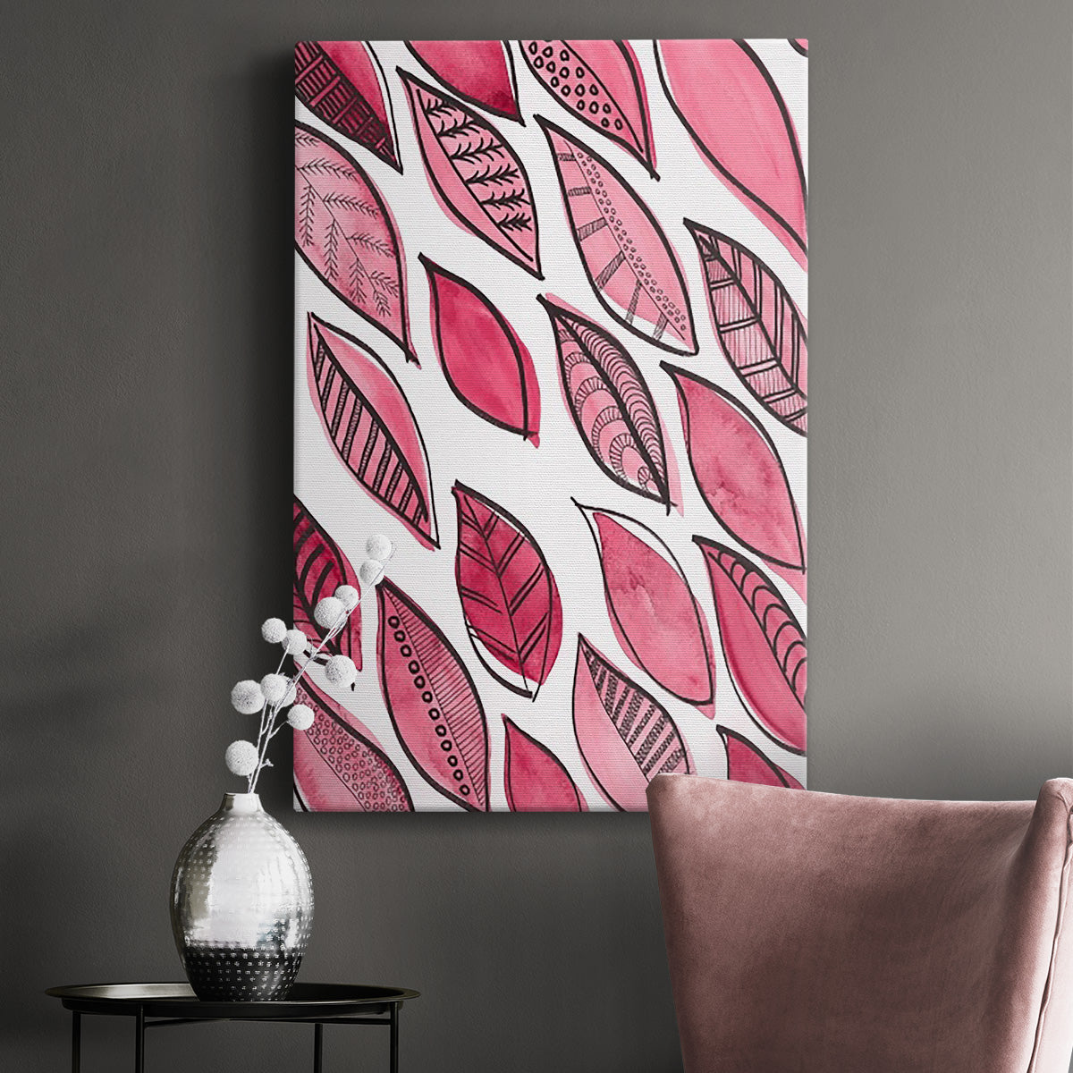 Patterned Leaf Shapes III - Canvas Art Print