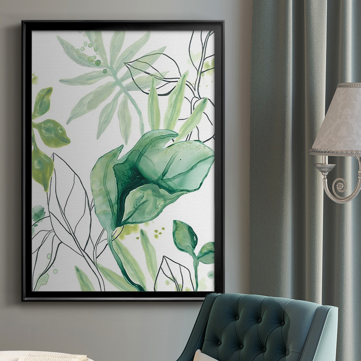 Tropical Palm Chorus II - Modern Framed Canvas Print