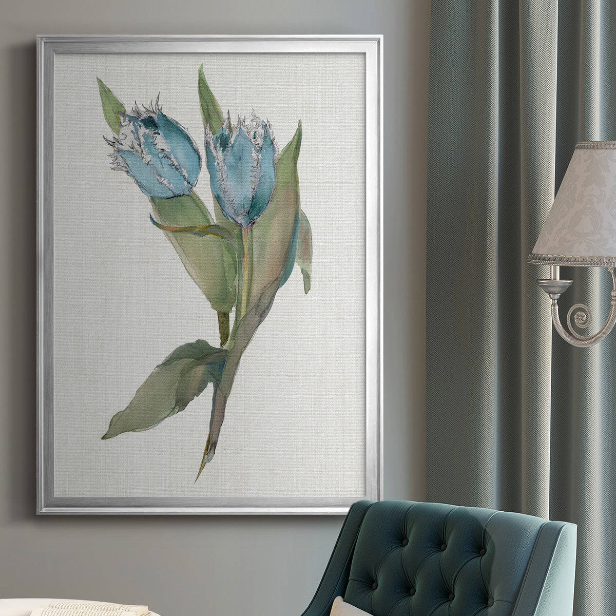 Blue Tulip Picks II - Modern Framed Canvas Print