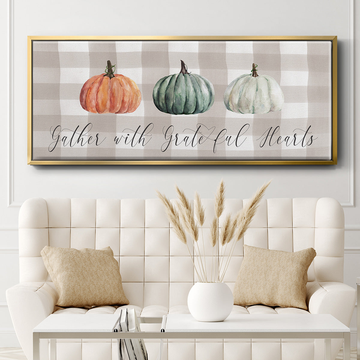 Gather With Grateful Hearts - Floater Framed Canvas Print