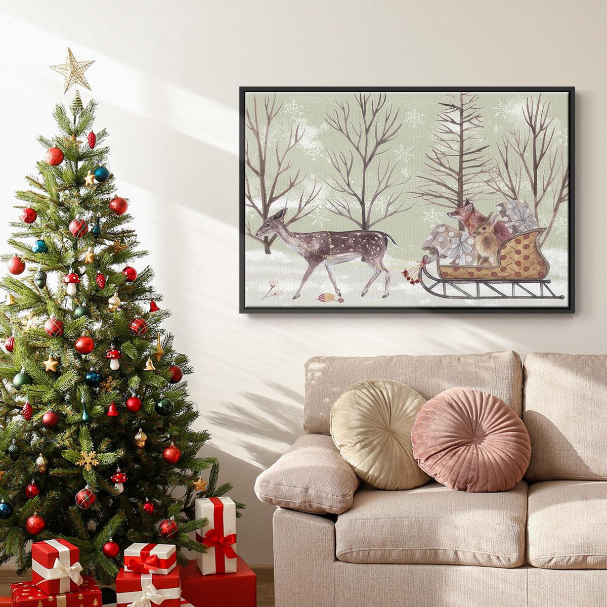 Christmas Time II - Framed Gallery Wrapped Canvas in Floating Frame