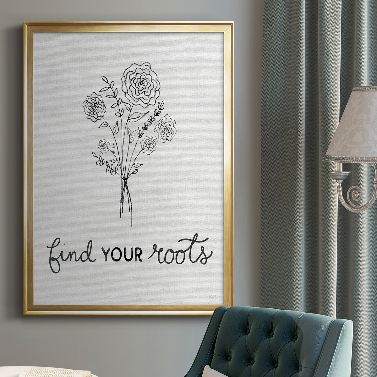 Find Your Roots Sketch - Modern Framed Canvas Print