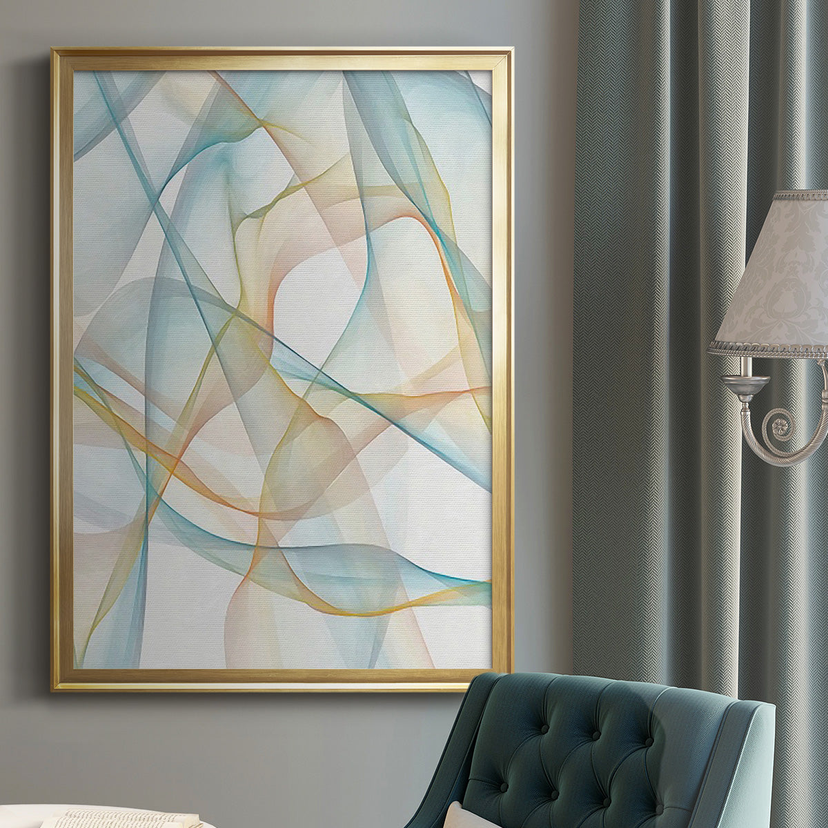 Curves and Waves III - Modern Framed Canvas Print