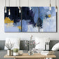 Three-panel canvas wall art featuring icy abstract arctic ledge, displayed in a modern living room above seating.
