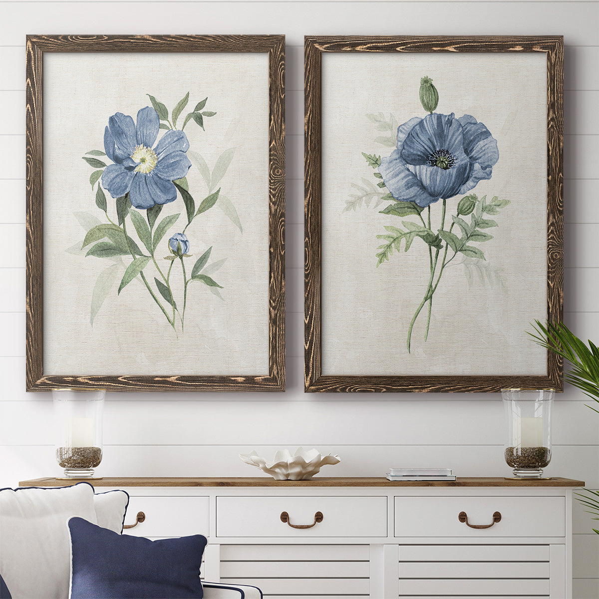 Farmhouse Periwinkle III - Premium Framed Canvas 2 Piece Set - Ready to Hang