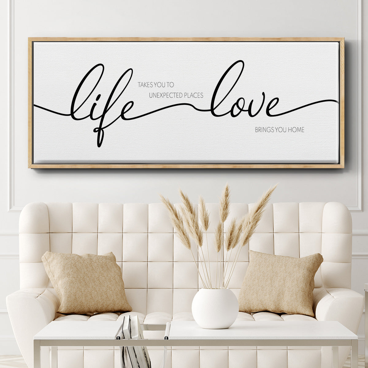 Life Takes You Love Brings You - Floater Framed Canvas Print