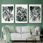 Ink Jungle I - Framed Premium Gallery Wrapped Canvas L Frame 3 Piece Set - Ready to Hang