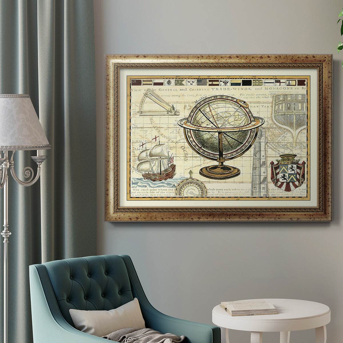 Nautical Map II Premium Framed Canvas- Ready to Hang