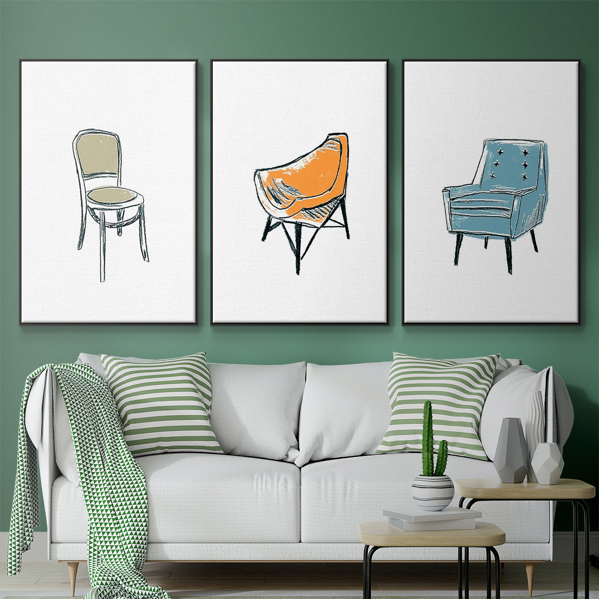 Take a Seat X - Framed Premium Gallery Wrapped Canvas L Frame 3 Piece Set - Ready to Hang