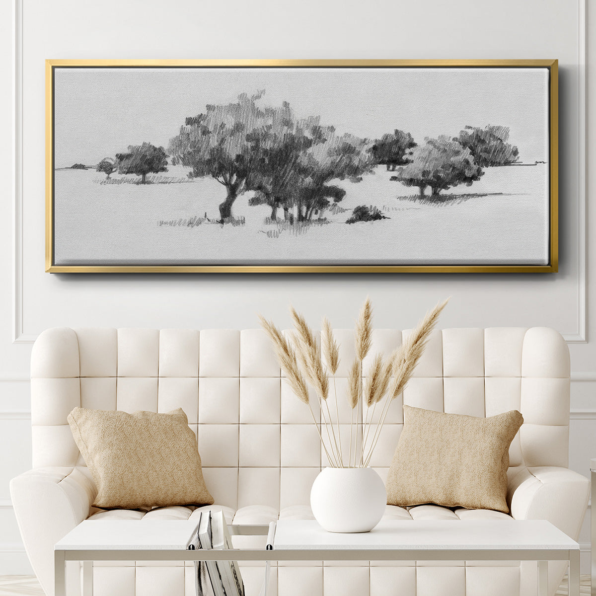 Treeline Sketch II - Floater Framed Canvas Print