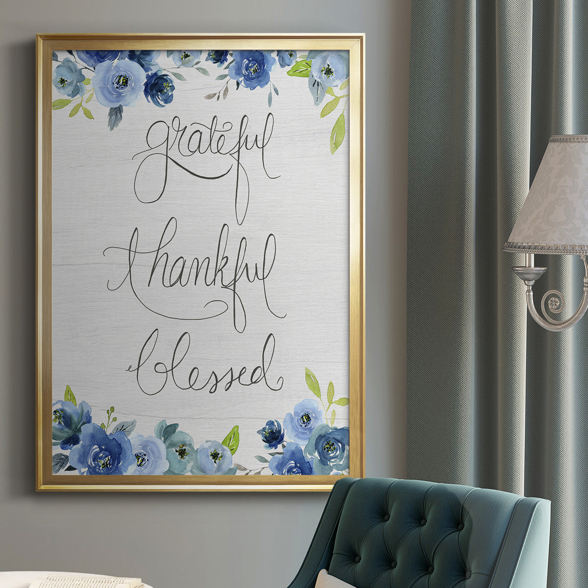 Grateful, Thankful, Blessed - Modern Framed Canvas Print