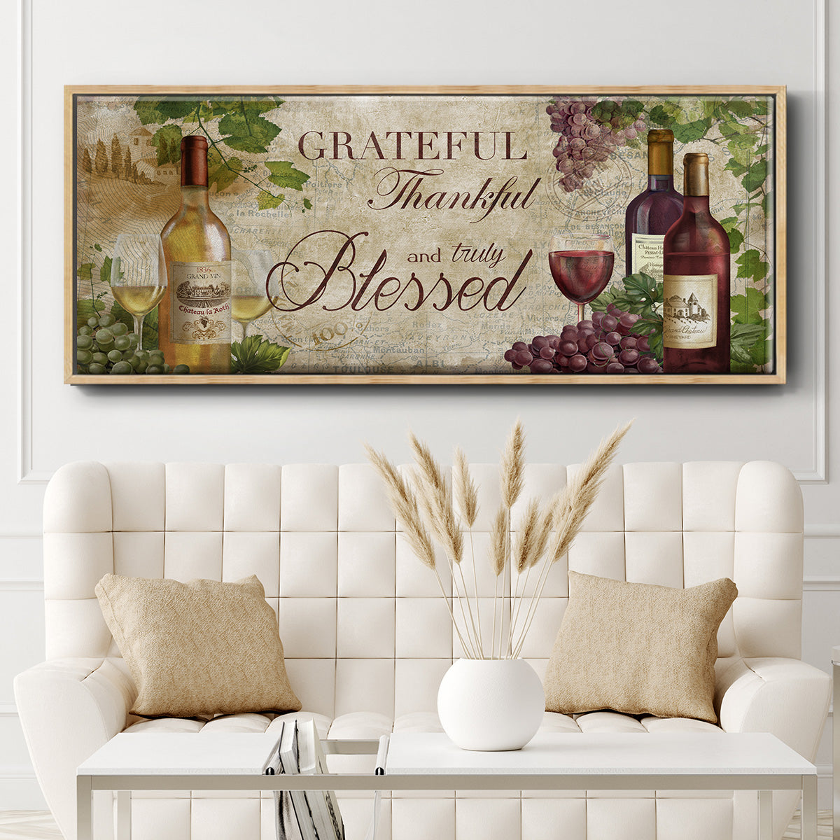 Grateful Wine - Floater Framed Canvas Print
