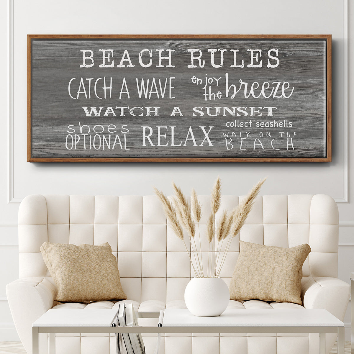 Beach Rules - Floater Framed Canvas Print