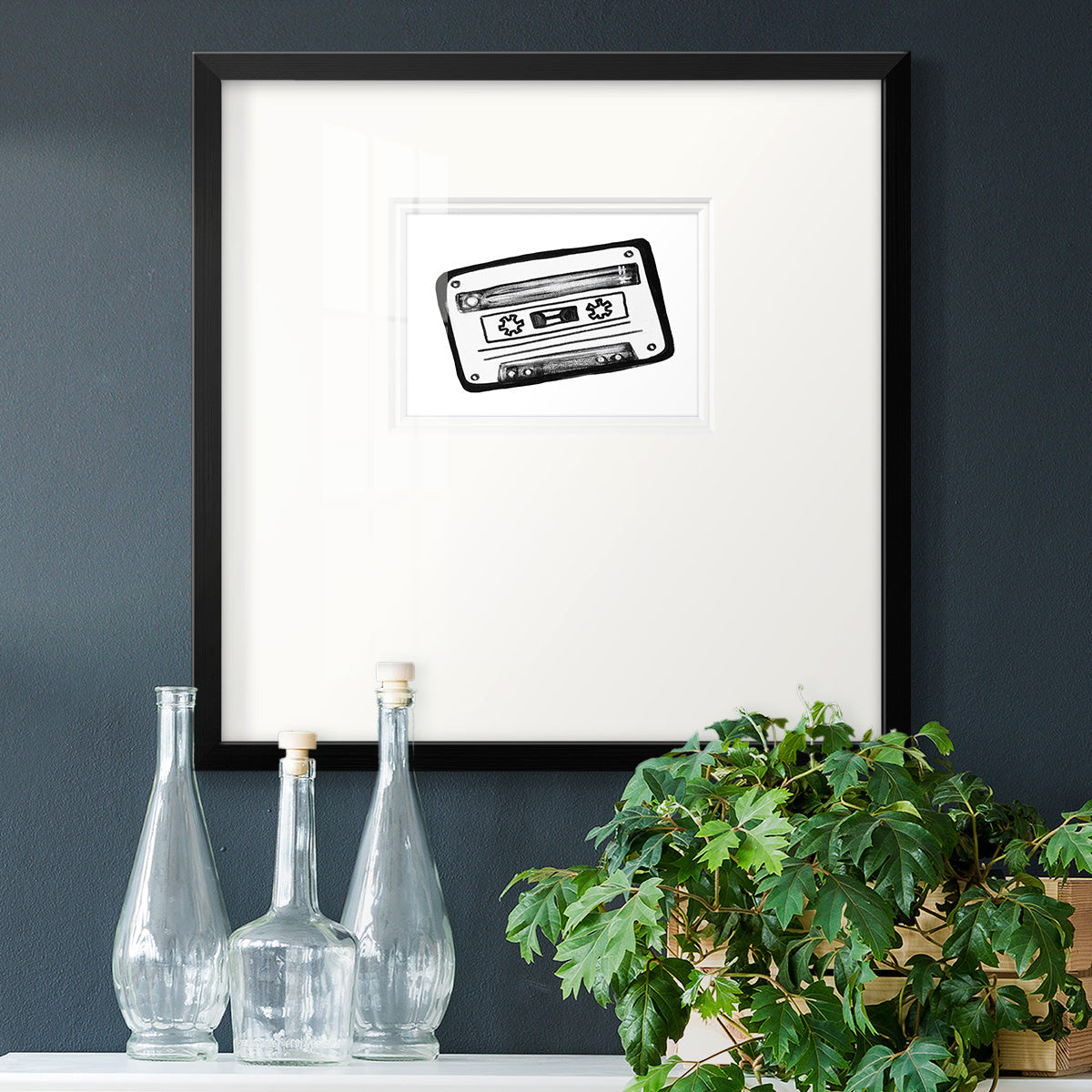 Cassette Sketch Premium Framed Print Double Matboard