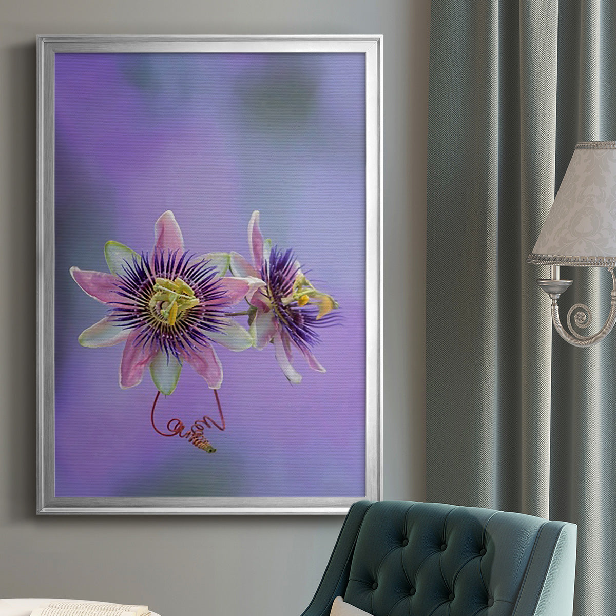 Exotic Flower Burst II - Modern Framed Canvas Print