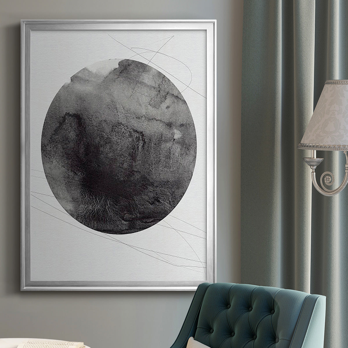 Graphite Moon I - Modern Framed Canvas Print