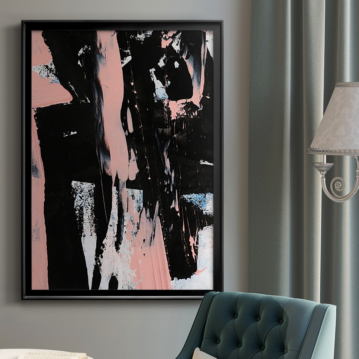 Black & Blush I - Modern Framed Canvas Print