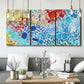 Three-panel canvas wall art featuring open landscape with landing strip, displayed in a modern living room above seating.