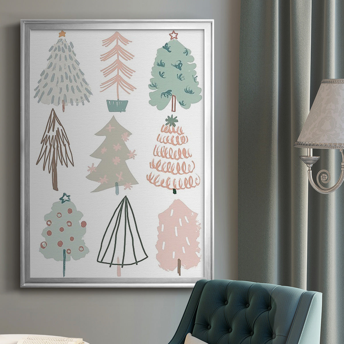 Christmas Tree Sketchbook I - Modern Framed Canvas Print