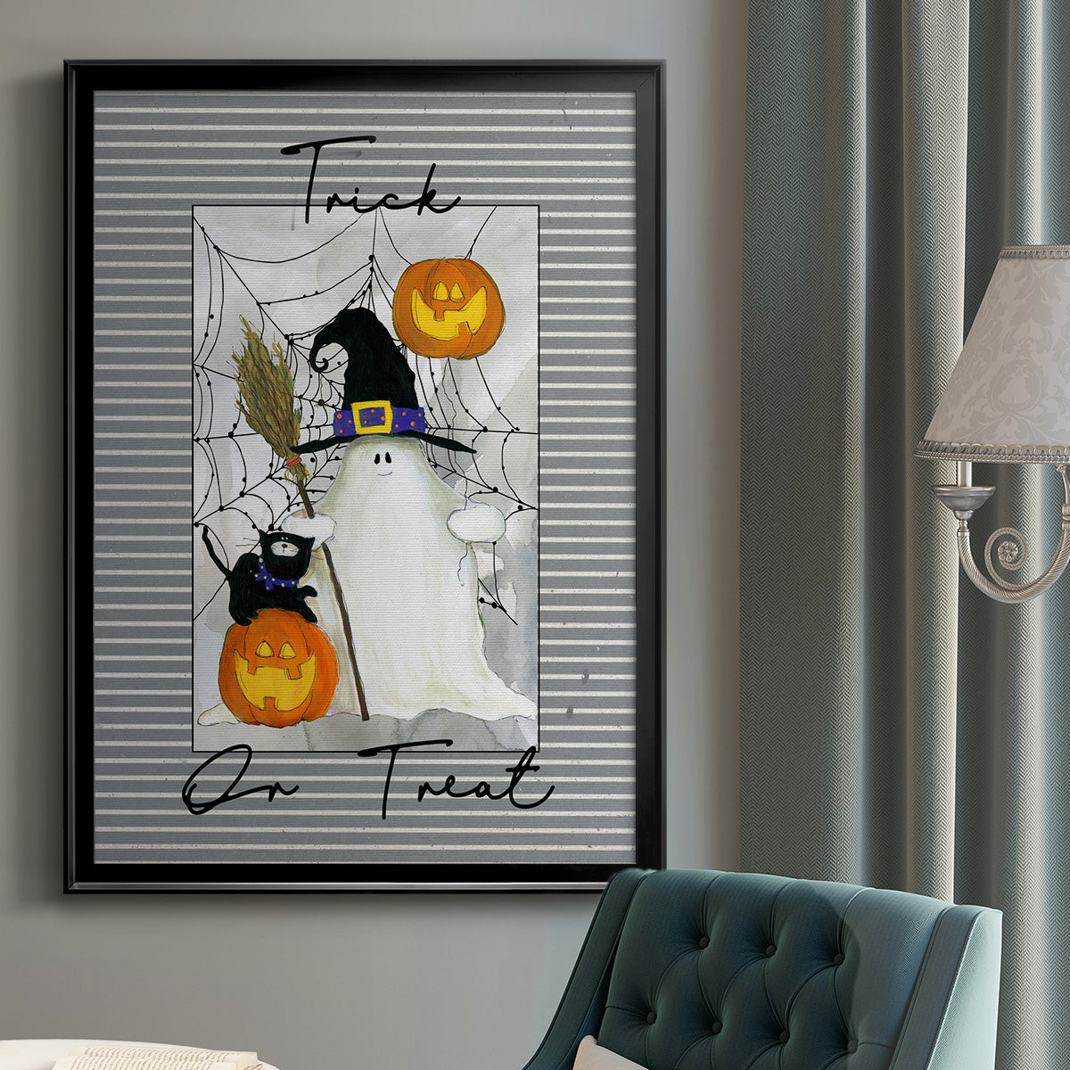 Trick or Treat Ghost - Modern Framed Canvas Print